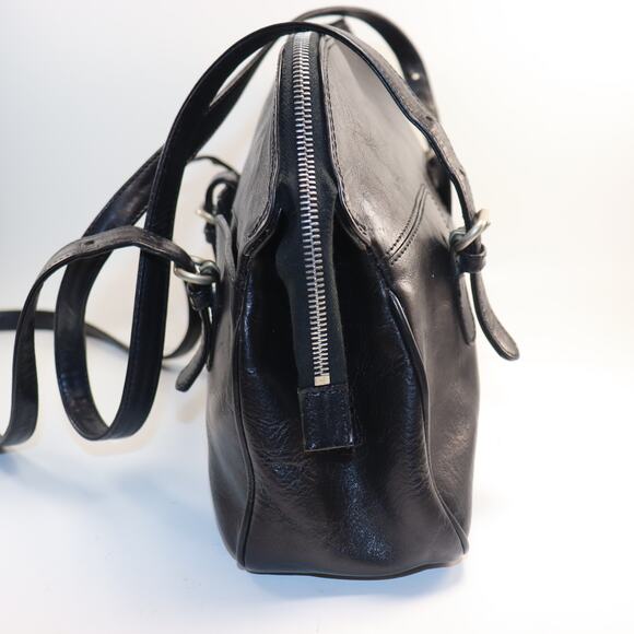 Vintage Johnny Farah Black Leather top Handle/shoulder bag - Picture 3 of 9